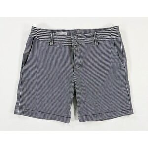 KUT From The Kloth Jenny Pinstripe Shorts Womens 6 Black White Cotton Stretch